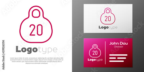 Logotype line Kettlebell icon isolated on white background. Sport equipment. Logo design template element. Vector.