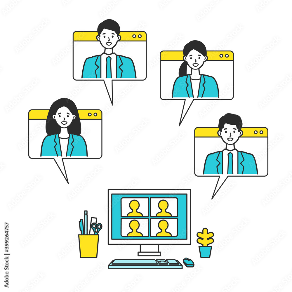 Vector illustration of business people having communication via telecommuting system. Vector illustration of business people having communication via telecommuting system.