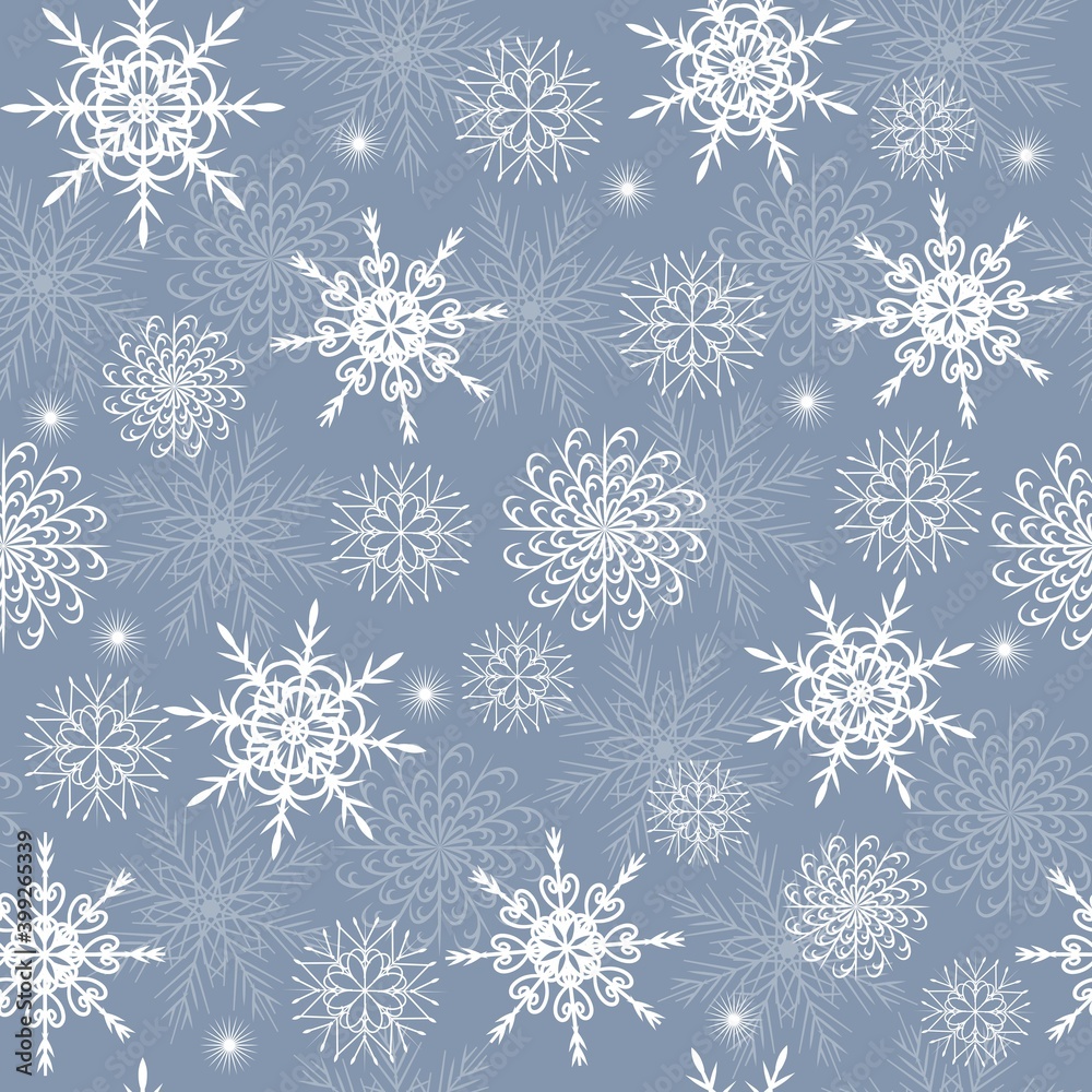 Winter seamless pattern with the white snowflakes Winter seamless pattern with the white snowflakes