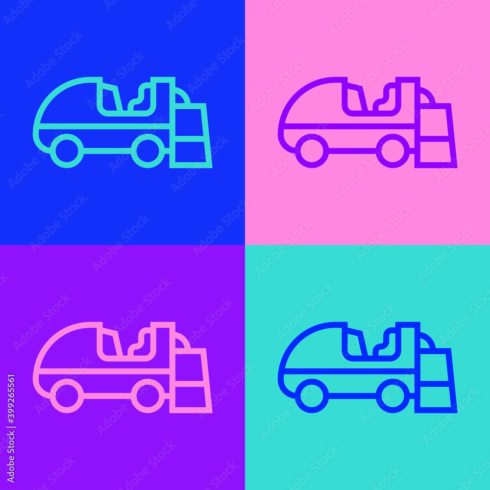 Pop art line Ice resurfacer icon isolated on color background. Ice resurfacing machine on rink. Cleaner for ice rink and stadium. Vector. Pop art line Ice resurfacer icon isolated on color background. Ice resurfacing machine on rink. Cleaner for ice rink and stadium. Vector.
