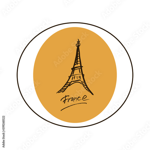 France logo design. An idea for travel, tourism, city symbol of Paris, France. Hand drawn design.