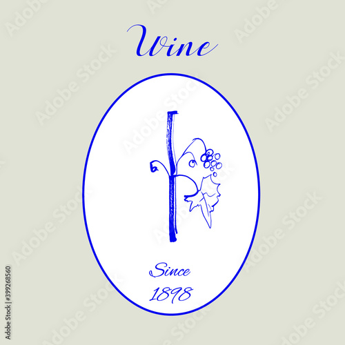 Winery logo design. An idea for cafe, wine, wine shop, bottle label. Hand drawn design.