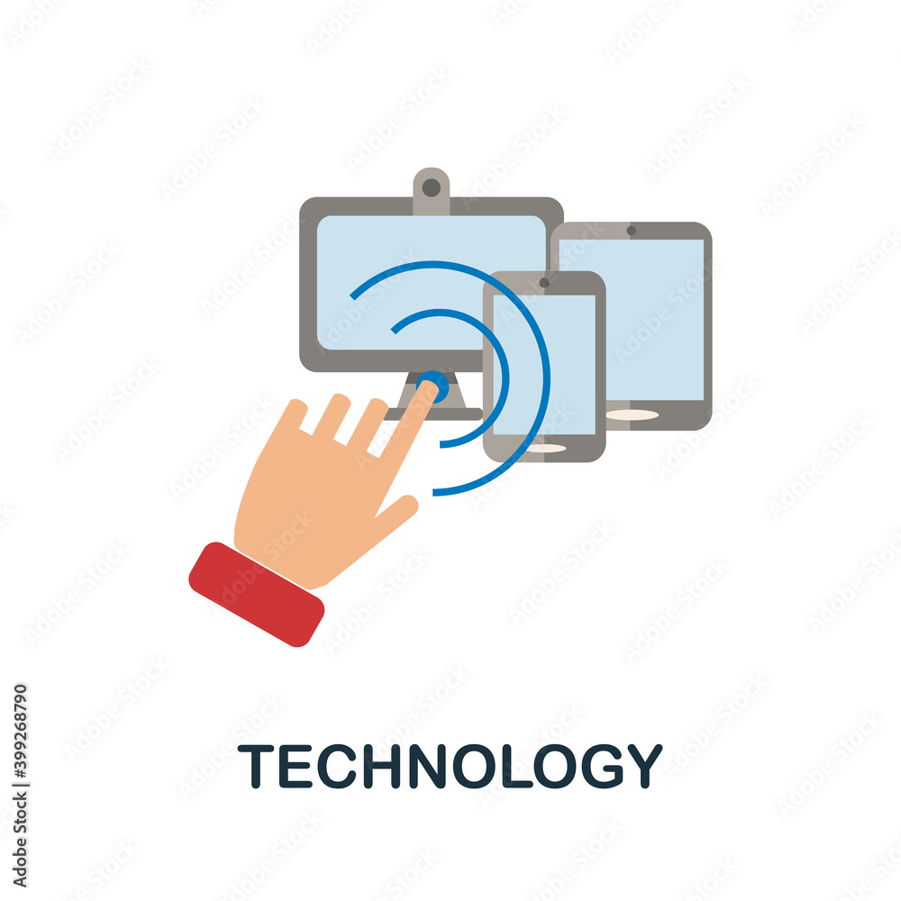 Technology flat icon. Color simple element from stem education collection. Creative Technology icon for web design, templates, infographics and more Technology flat icon. Color simple element from stem education collection. Creative Technology icon for web design, templates, infographics and more