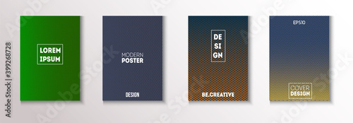 Wavy Minimal Cover Vector Set. Textured Gradient Overlay Business