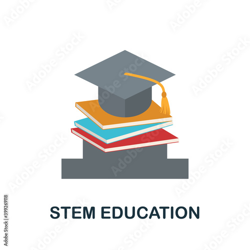 Stem Education flat icon. Colored filled simple Stem Education icon for templates, web design and infographics