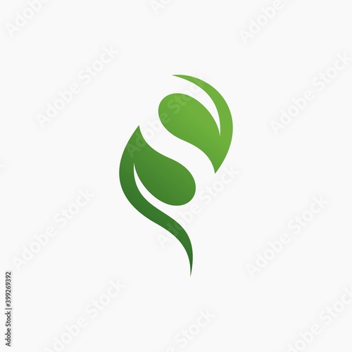 Leaf shape letter S vector illustration template