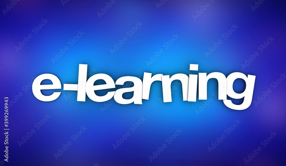 E-learning Virtual School Remote Classroom Education Word 3d Illustration