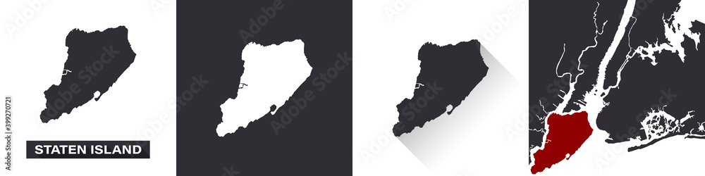 Map of Staten Island. Boroughs of New York City. United States of America. State maps. Trendy design. Vector illustration