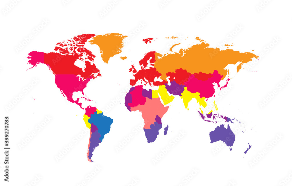 Obraz premium World map Info graphic, colorful borders.