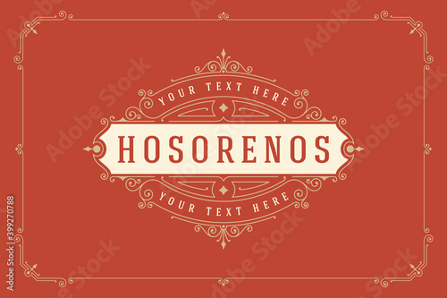 Vintage logo template elegant flourishes ornaments vector illustration