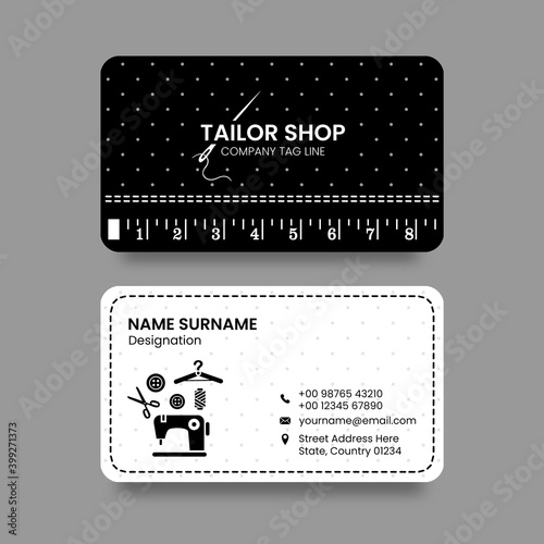 Tailor business card vector design. Sewing, fashion design