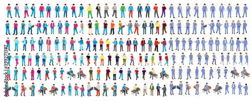 Isometric people boss, professional, manager, worker, student, teenager