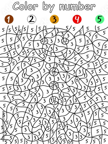 Gingerbread man color by number puzzle for kids stock vector illustration. Funny Christmas and coloring page with numbers for children home pastime. Happy gingerbread man coloring page for kids