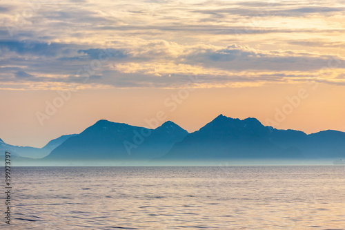 Sunset at a rocky coastline