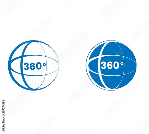360 degrees view line icon, globe outline and solid vector sign, linear and full pictogram isolated on white, logo illustration