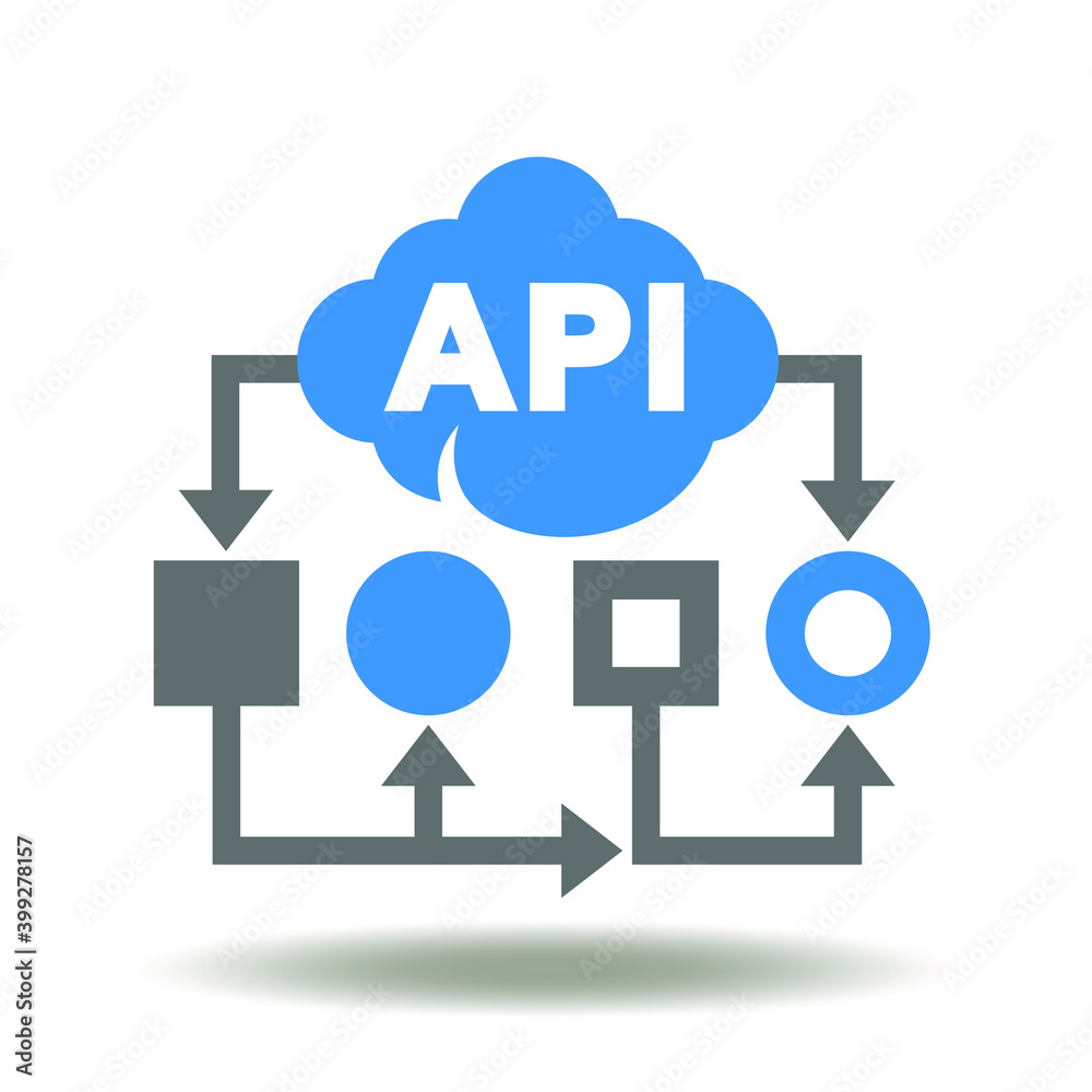 API with cloud scheme chart icon vector. Application Programming Interface Development Software Symbol. API with cloud scheme chart icon vector. Application Programming Interface Development Software Symbol.