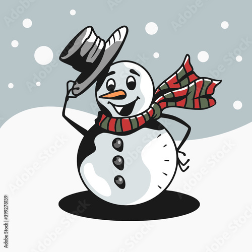 Snowman character design Christmas theme vector