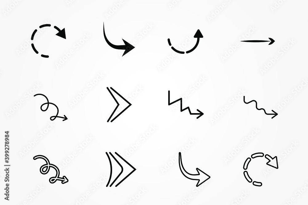 Arrow icon set using lines Arrow icon set using lines