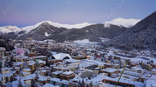 Davos winter sunset hyperlapse, Switzerland photo