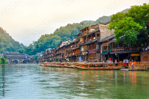 HUNAN,CHINA 1 september 2017 - landscape of Fenghuang town(phoenix village) and Tuojiang river