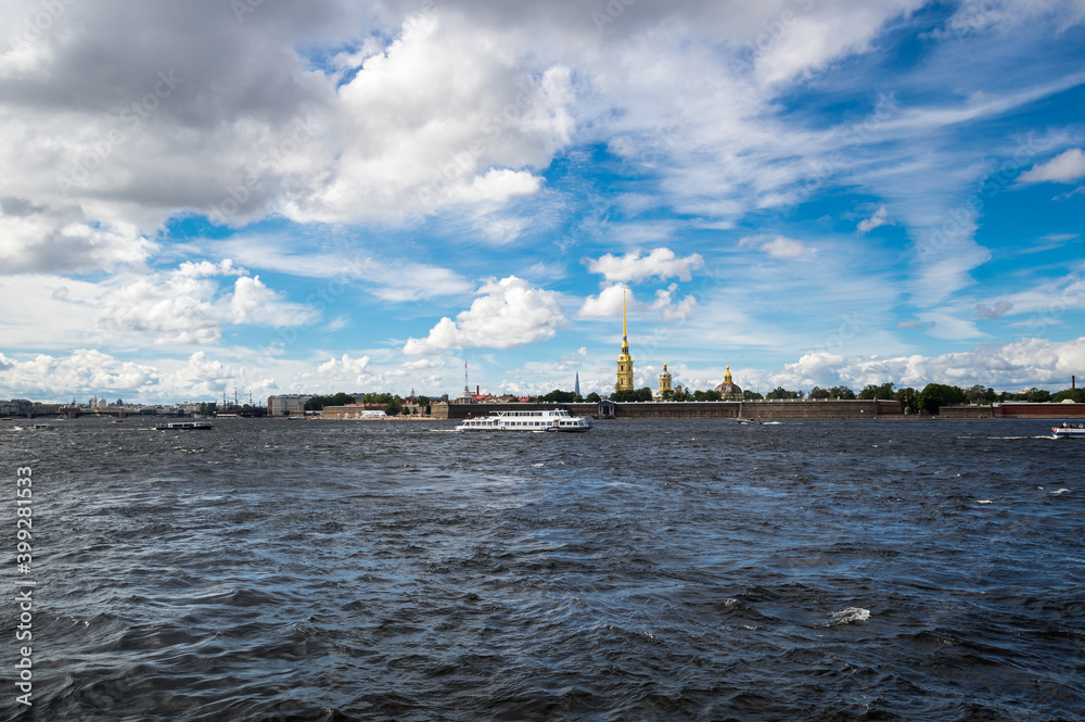 View of Neva river and the Peter and Paul fortress, Saint Petersburg