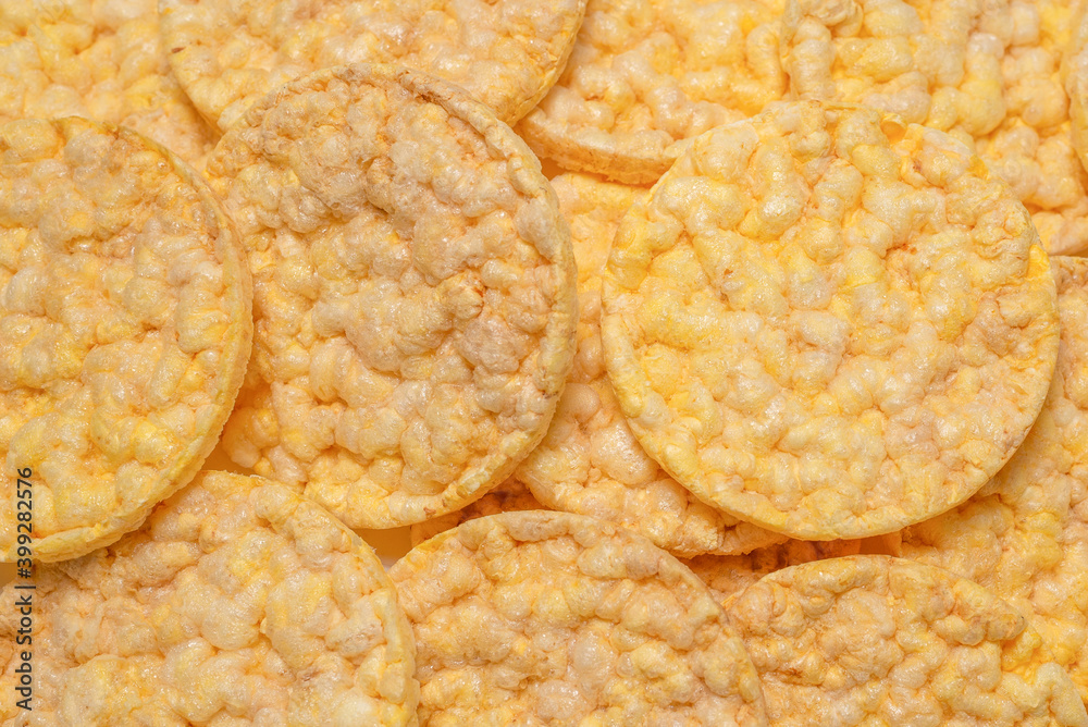Rice wafers background, top view. Rice wafers background, top view.