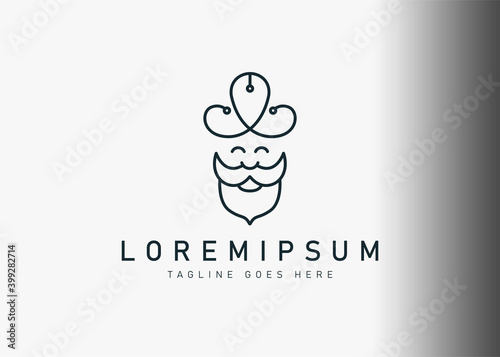 Tech guru logo design. Vector illustration of guru with turban. Modern logo design with line art icon style.