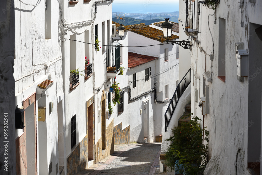 Fototapeta premium beautiful white village, Casares, Spain 