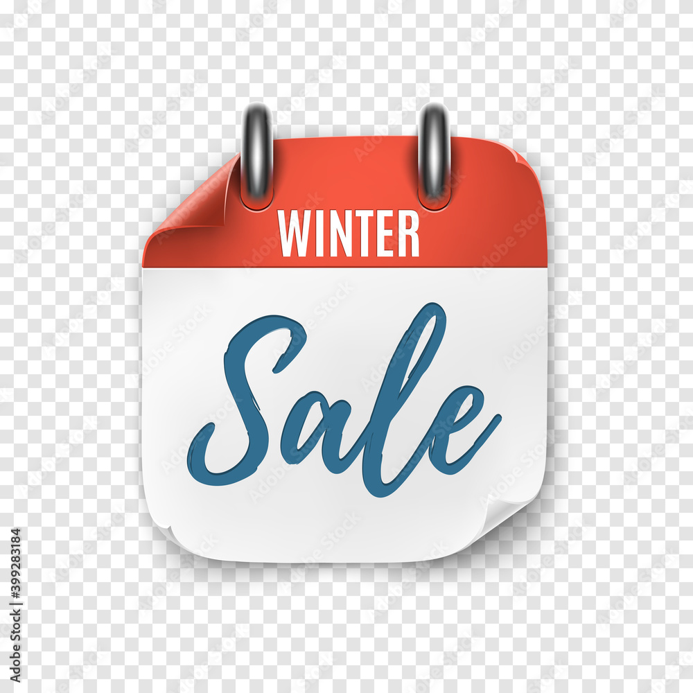 Winter sale. Calendar template for your projects. Realistic calendar icon.