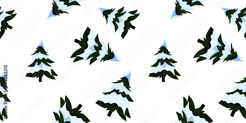 Vector illustration. Seamless image of a Christmas tree with snow on its branches. Vector illustration. Seamless image of a Christmas tree with snow on its branches.