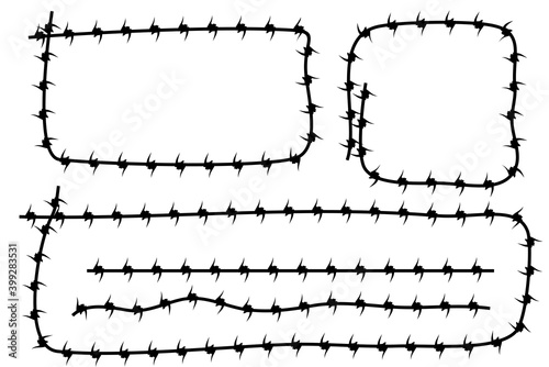 Simple Vector Frame Silhouette Barbed Wire, Rectangle, Square, Rounded Corner and Horizontal Line
