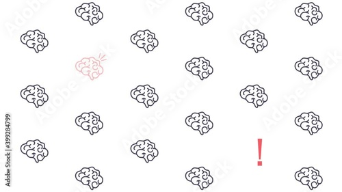 Brain pattern cartoon animation for dementia syndrome awareness. Health screening concept motion graphics.  Cognitive decline disorder. 