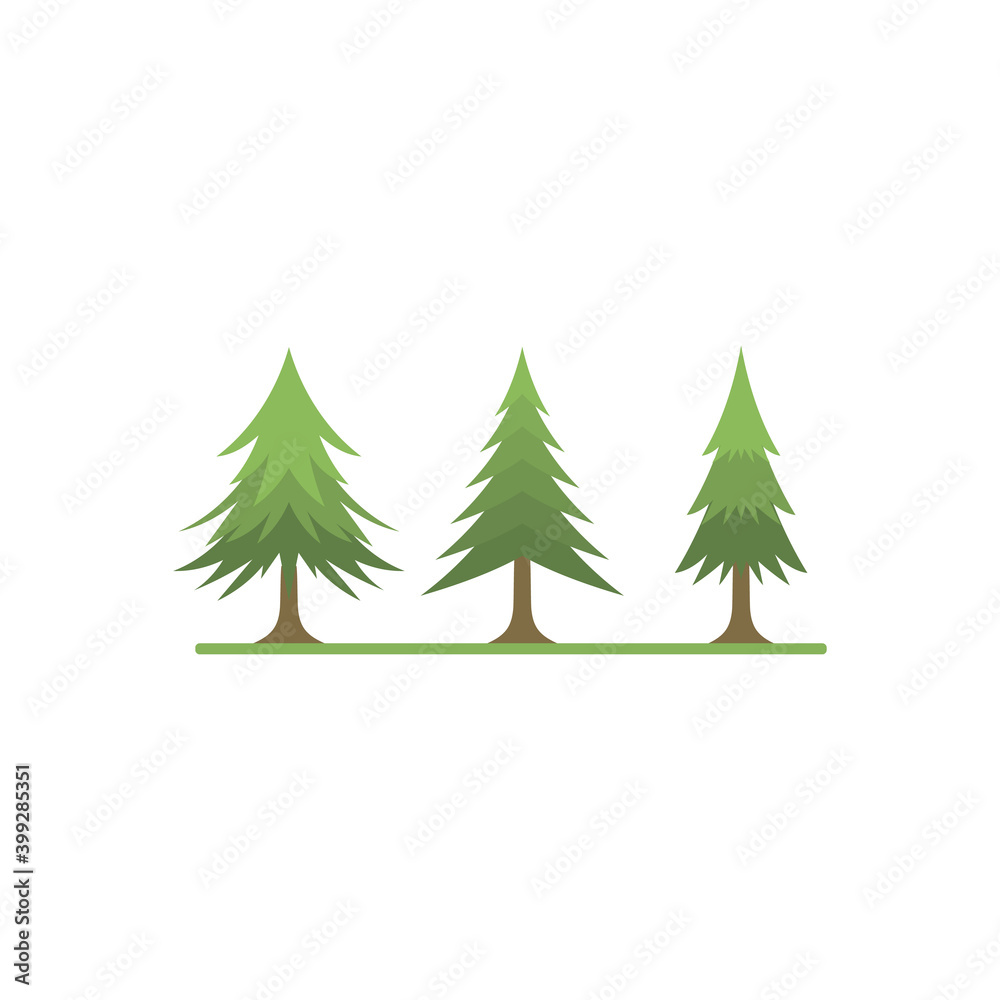 Christmas Tree Illustration set. Great for greeting card, banner, web design, poster elements. stock vector on white background