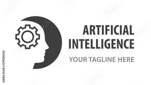 Artificial intelligence icon. Vector illustration. Symbol of machine learning, innovation, brainstorm, idea.