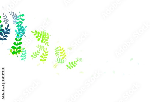 Light Green  Yellow vector natural backdrop with leaves.