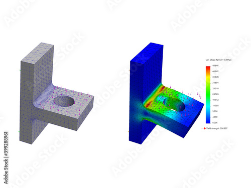 3D Rendering of Solid Models with Meshing and Deformed Finite Element Analysis Result