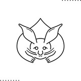Japanese traditional pattern, pine rabbit vector icon in outlines