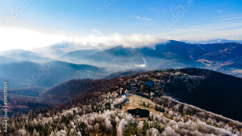 Beskid Śląski widok na szczyt Czantorii z lotu ptaka, Śląsk, Polska