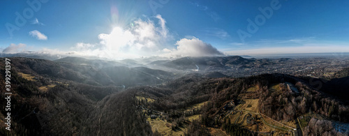 Beskid Śląski widok na szczyt Czantorii z lotu ptaka, Śląsk, Polska
