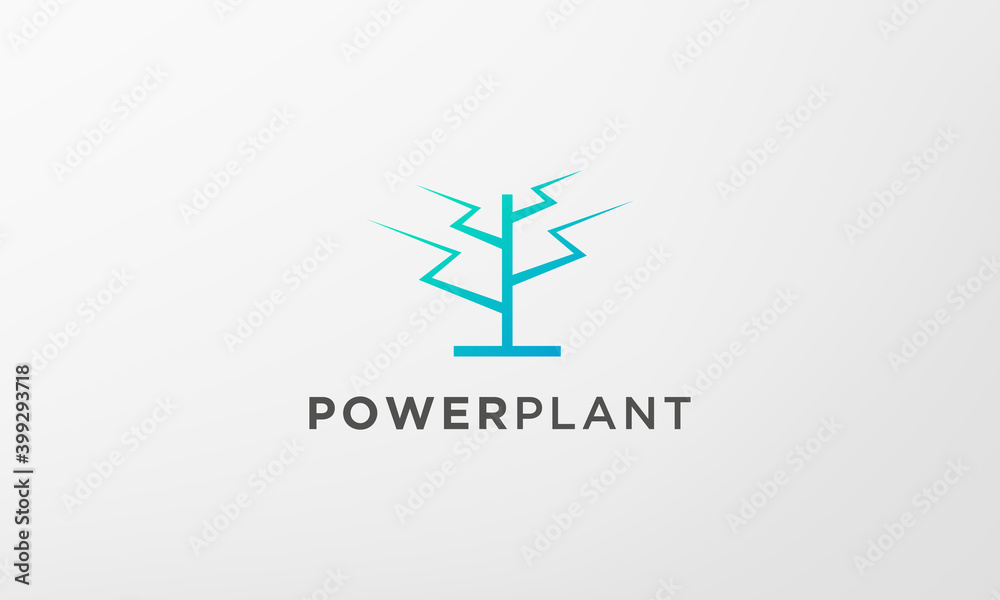 Fototapeta premium lightning leaf plant logo in a modern and minimal shape