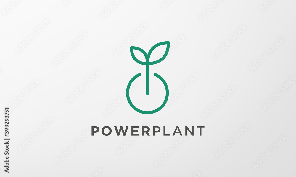 Fototapeta premium simple power lightning leaf plant logo in modern style