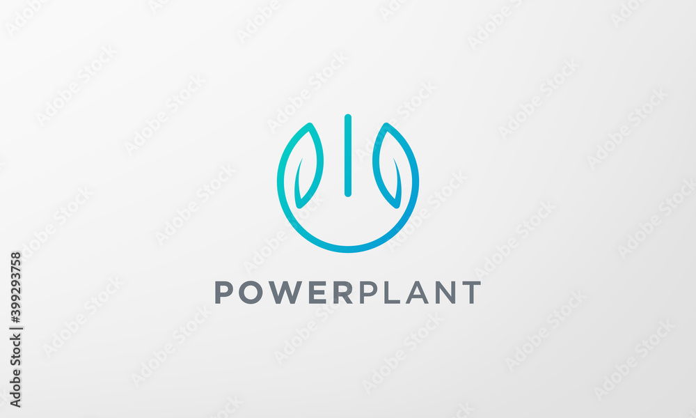 power leaf plant logo in a modern and minimalist shape