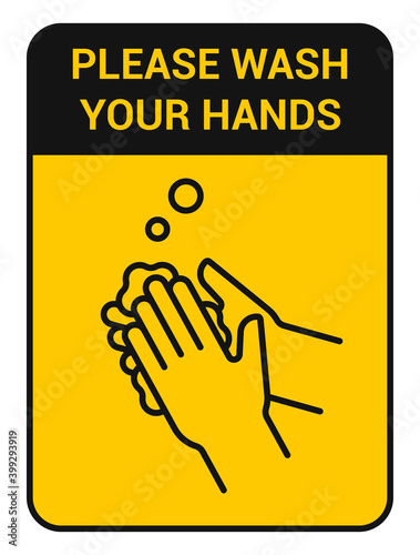 Wash your hands with soap icon. Social banner with a recommendation to wash your hands. Preventive measures against coronavirus. Vector