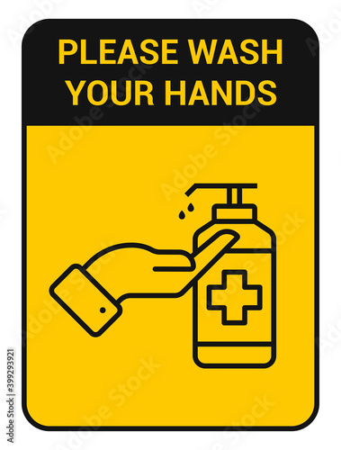 Wash your hands icon. Social banner with a recommendation to wash your hands. Preventive measures against coronavirus. Vector