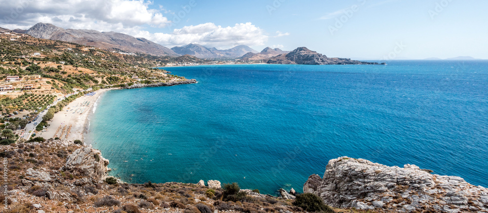 Obraz na płótnie Souda beach nahe Plakias, Panorama, Sandstrand im Süden von Kreta, Griechenland w salonie