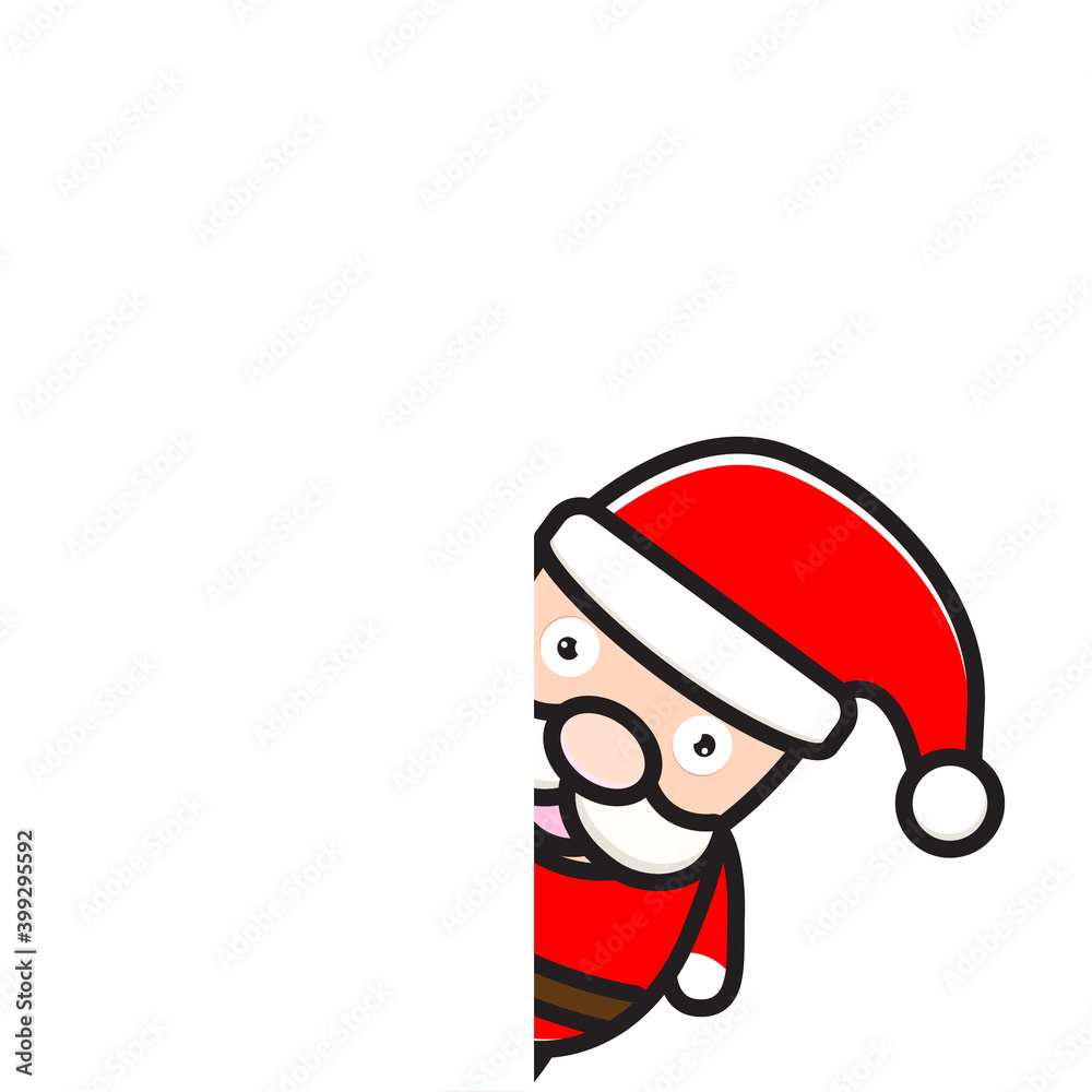mascot illustration of santa claus behind the wall illustration vector eps 10