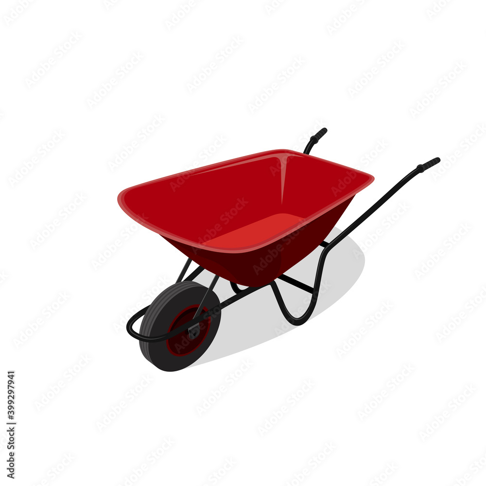Vector illustration of realistic 3d model of Wheel Barrow.Isometric View. Vector illustration of realistic 3d model of Wheel Barrow.Isometric View.