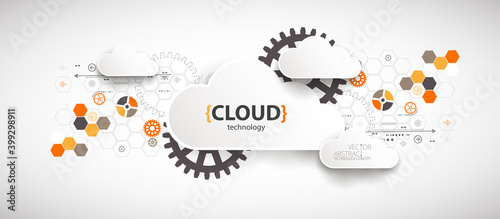 Cloud storage technology. Integrated digital web concept background.