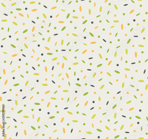 Cute Seamless Patterns with yellow and green Abstract Dots on vanilla background. Childish Dotted Print for Design, Fabric, Textile, Card, Layout, Wrapping paper.