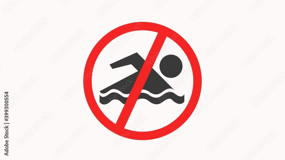No swimming red warning sign isolated on white